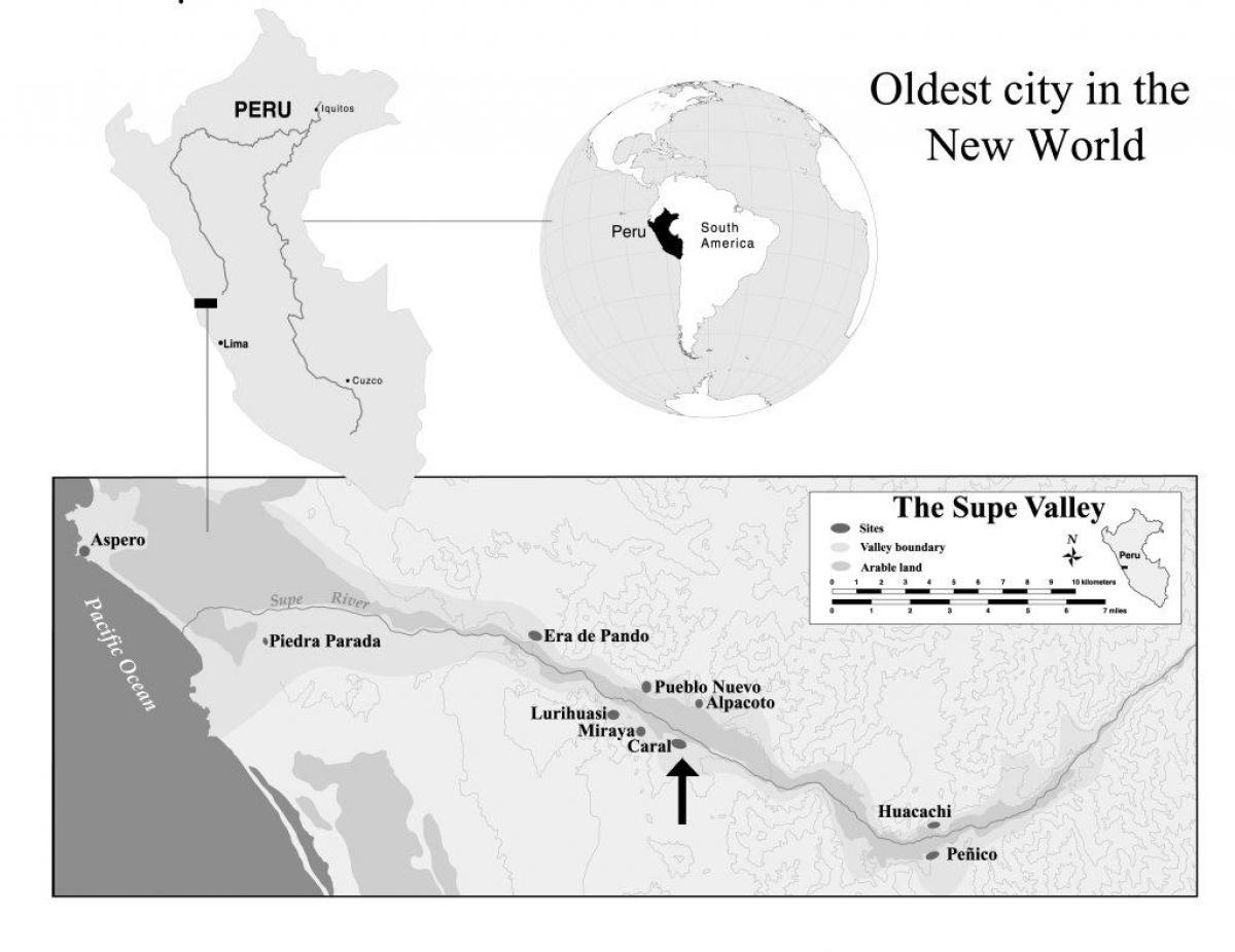 karta över Peru caral