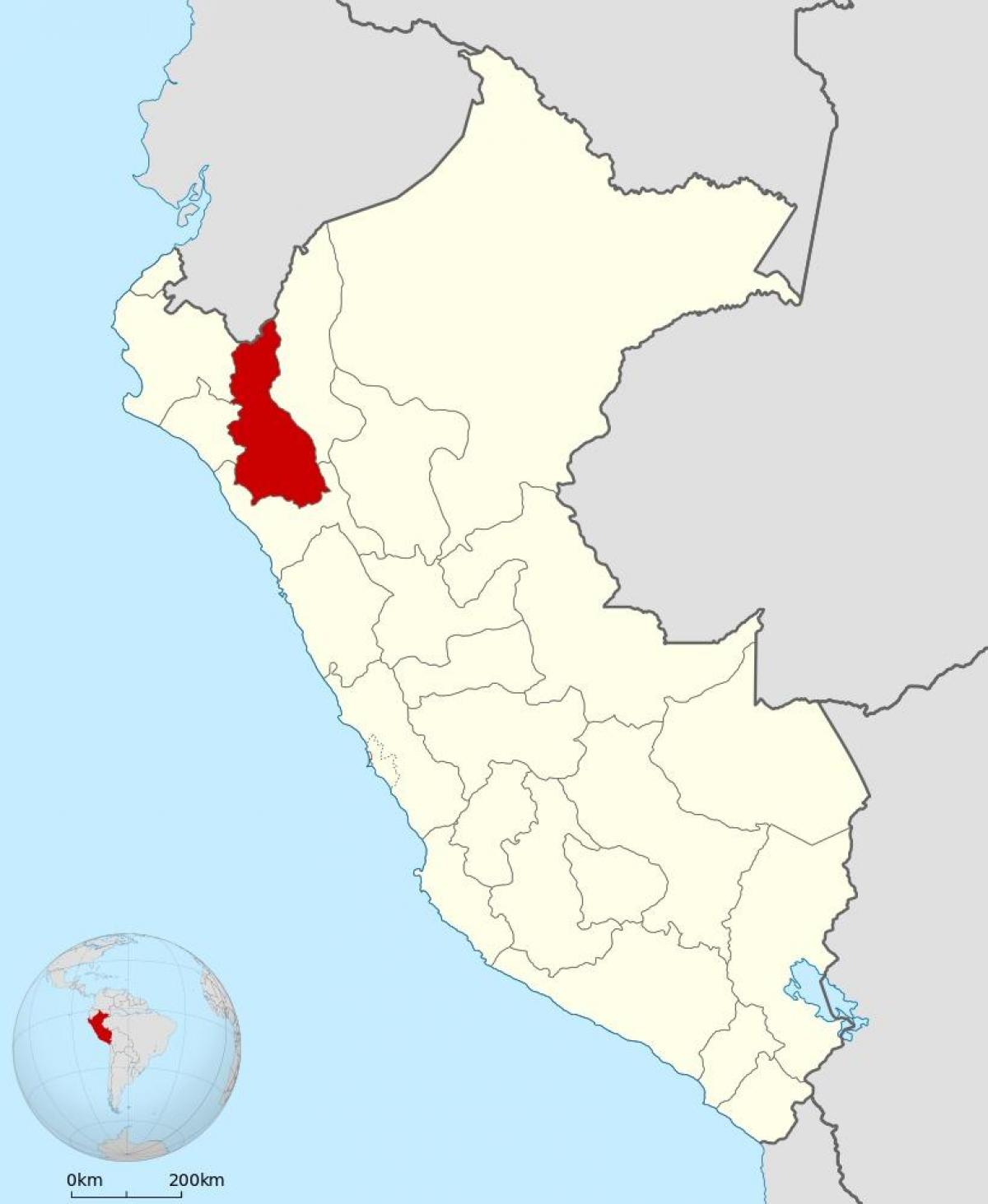 karta över cajamarca, Peru