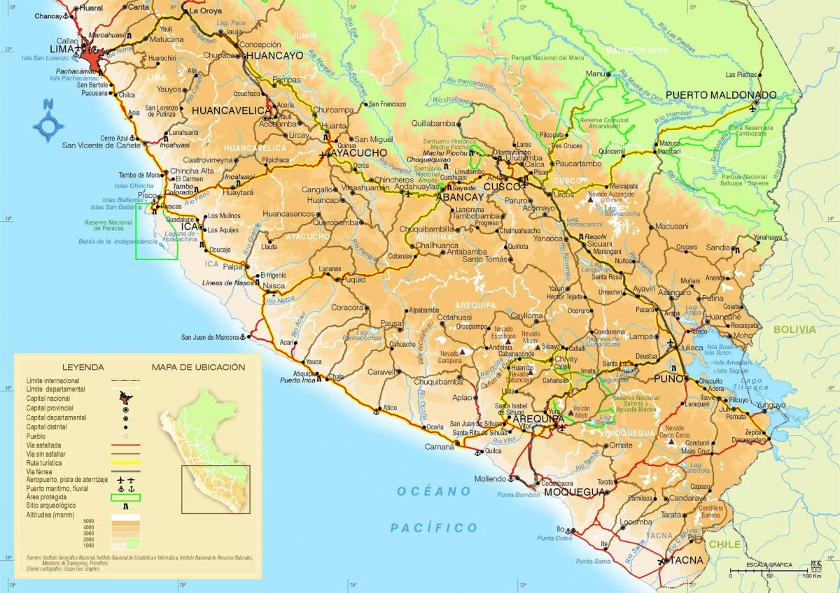 karta över södra Peru