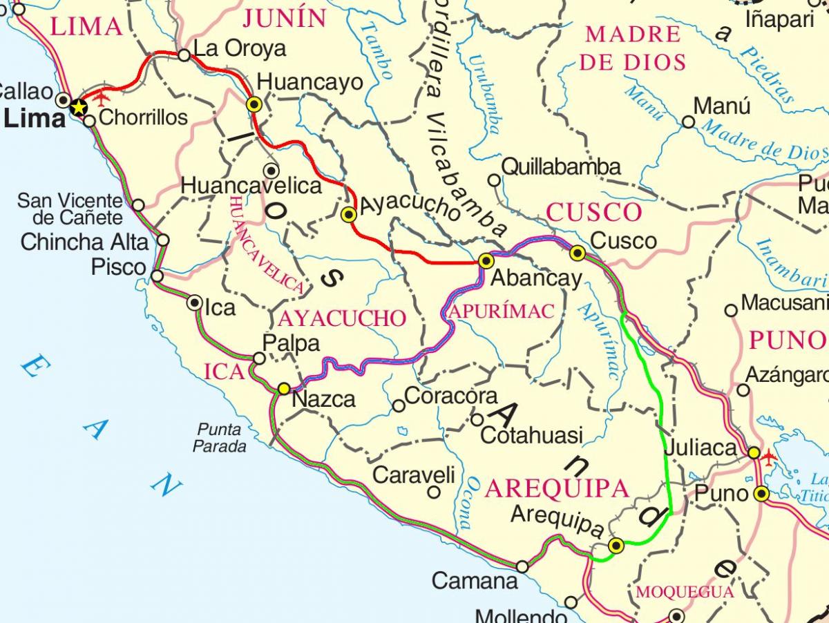 karta över cusco, Peru
