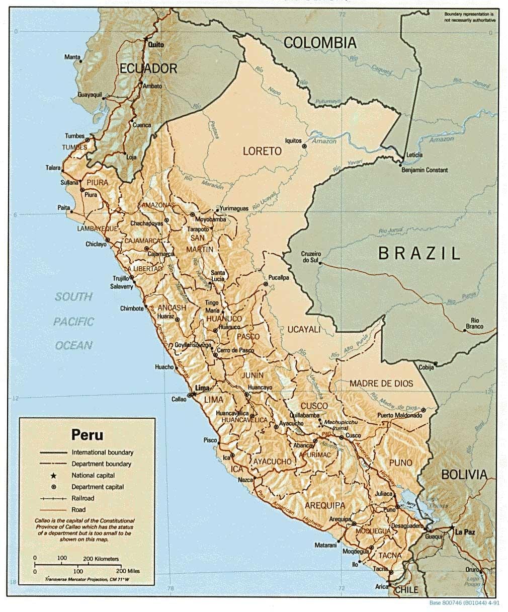 karta över Peru surfa