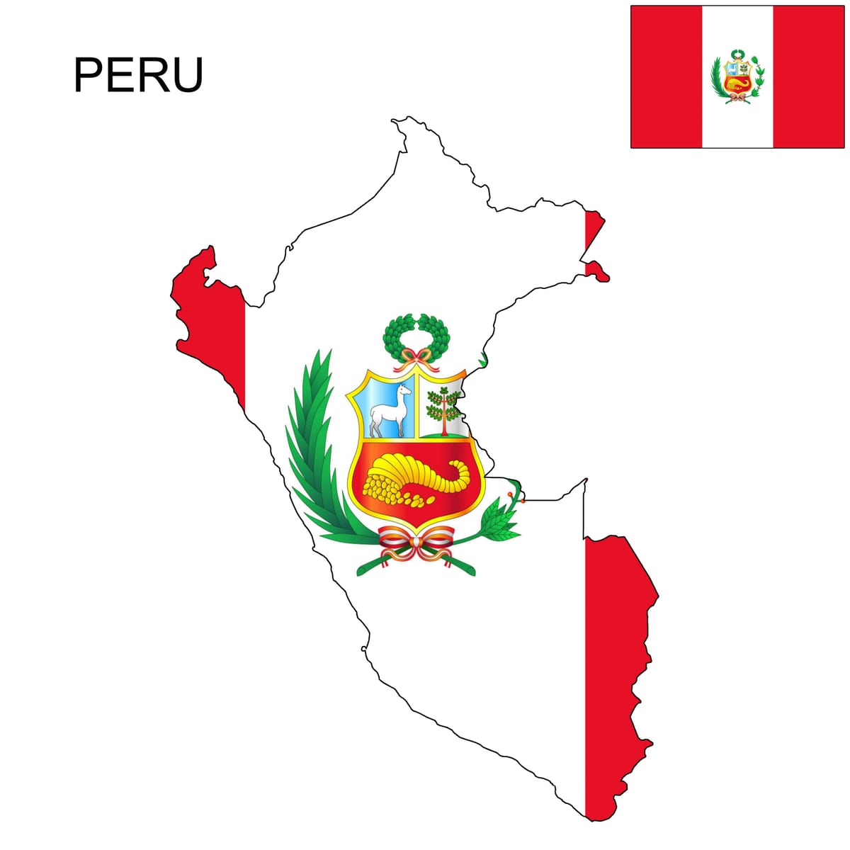 karta över Peru flagga