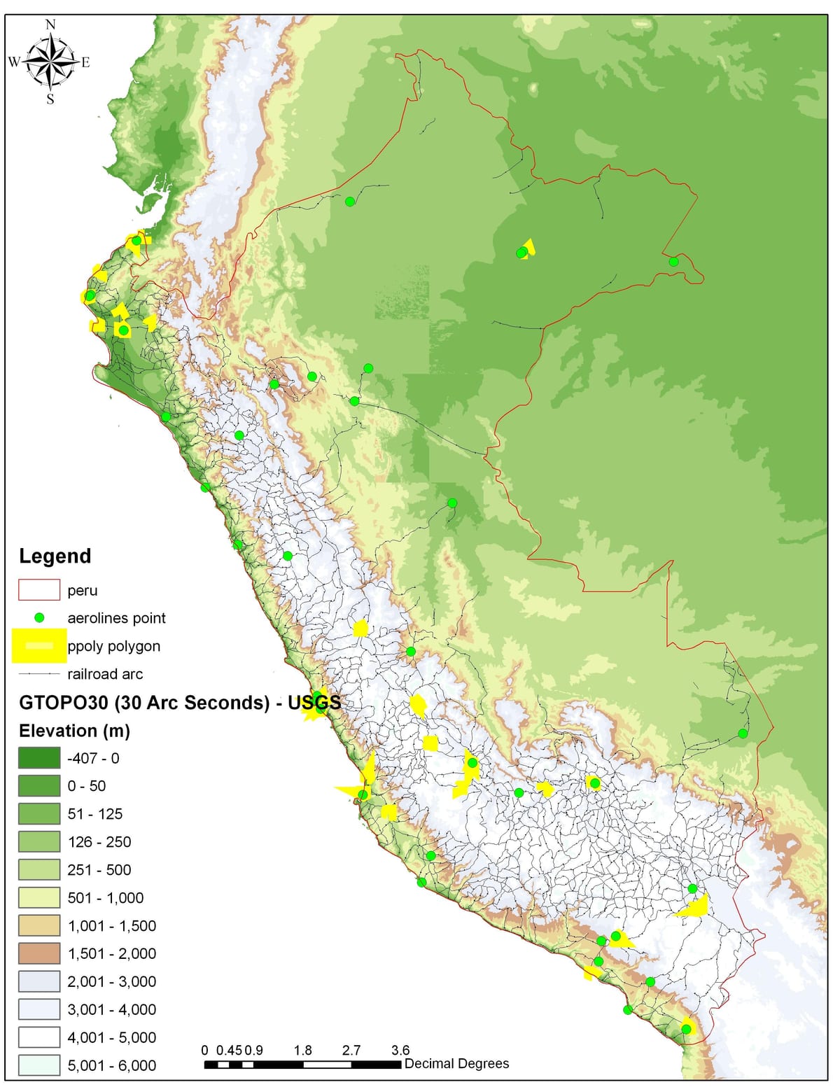karta över Peru höjd