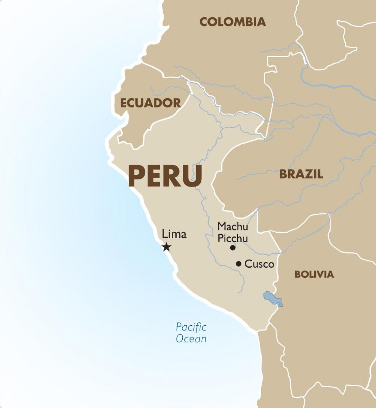 karta över Peru och omgivande länder