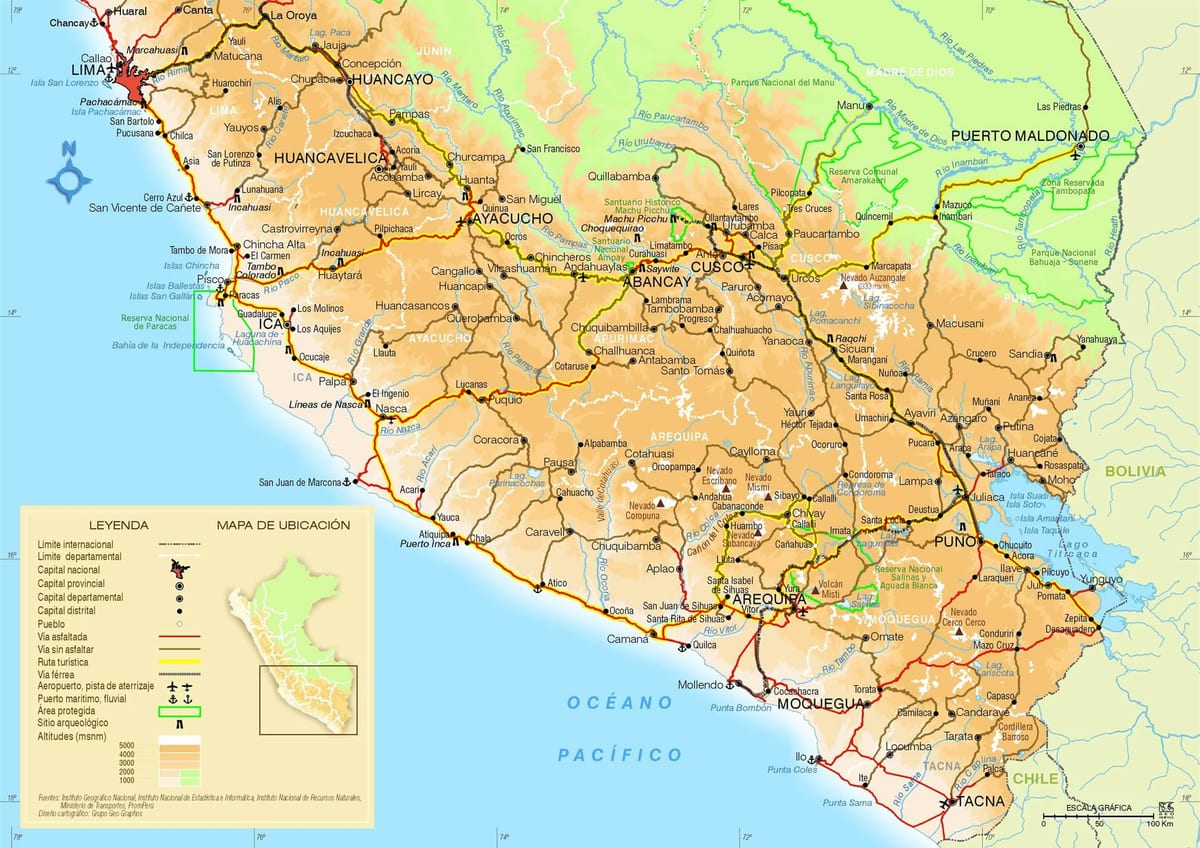 karta över södra Peru