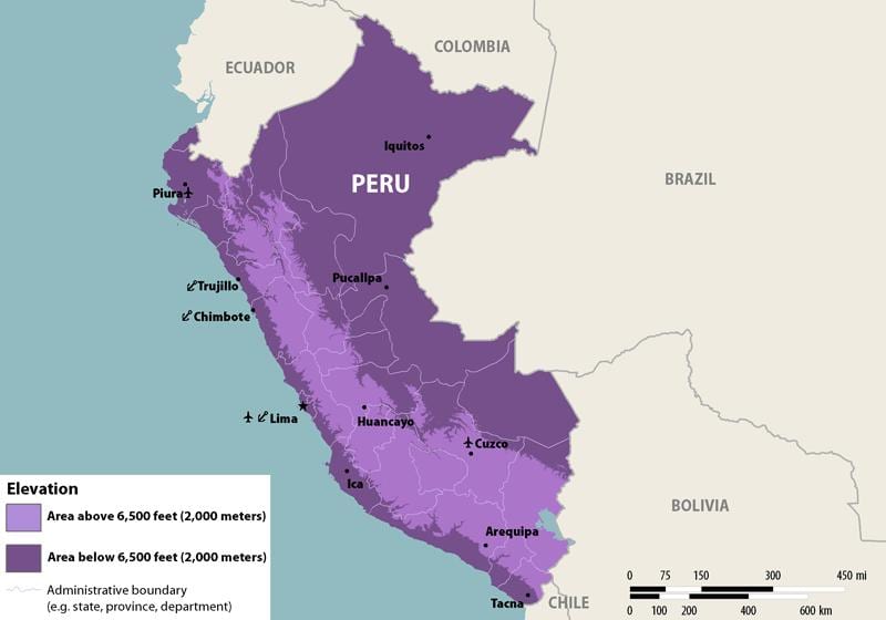 karta över Peru zika