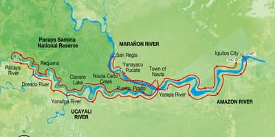 Karta över amazonasfloden Peru