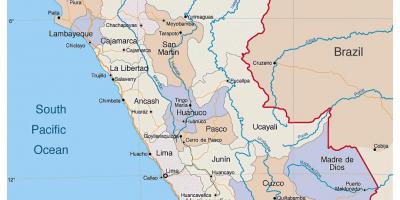 Karta med detaljerad karta över Peru