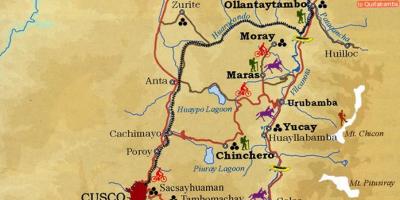 Karta över sacred valley cusco, Peru