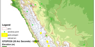 Karta över Peru höjd