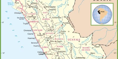 Karta över politiska karta över Peru