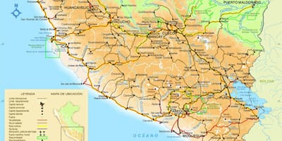Karta över södra Peru